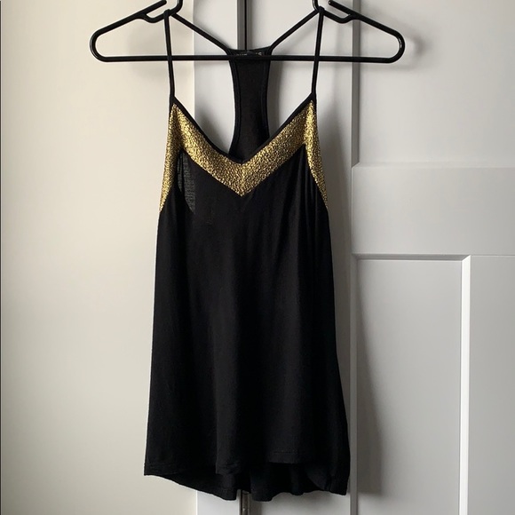 💙3/$30 EXPRESS gold trim black barcelona cami top - Picture 1 of 4